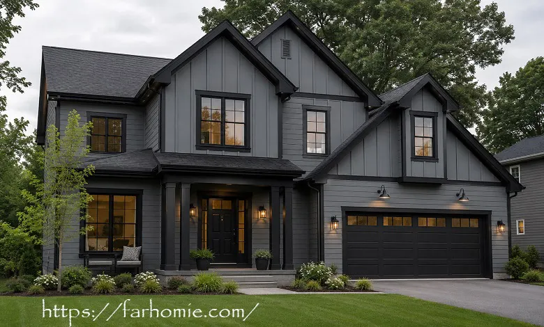 Grey House with Black Trim